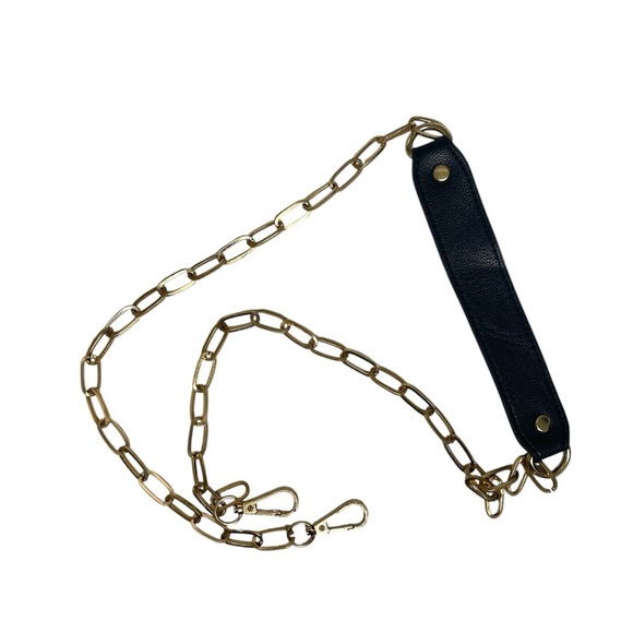 Replacement Strap Chain Crossbody Bag Black Gold Tone Shoulder Purse - Picture 10 of 10